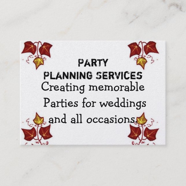 Party-Planung Visitenkarte (Vorderseite)