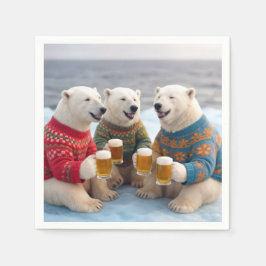 Party-Polarbären mit hässlichen Weihnachtspullover Serviette