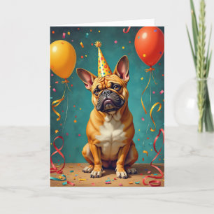 Party Pooch - Funny French Bulldog Feiertagskarte