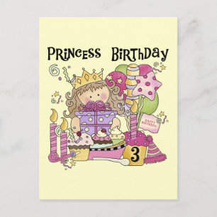 Party Princess 3. Geburtstagsgeschenke und Geschen Einladungspostkarte