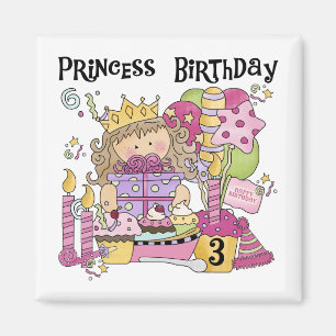 Party Princess 3. Geburtstagsgeschenke und Geschen Magnet
