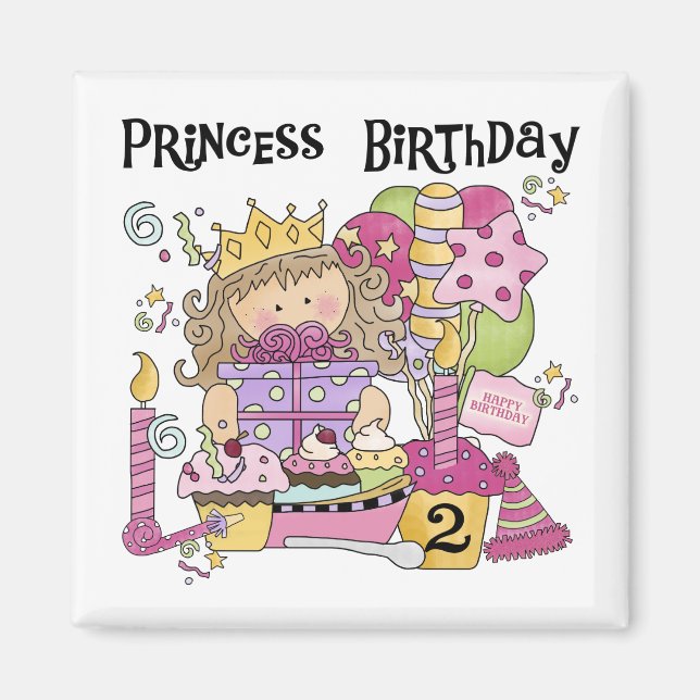 Party Prinzessin 2. Geburtstagsgeschenke Magnet (Vorne)