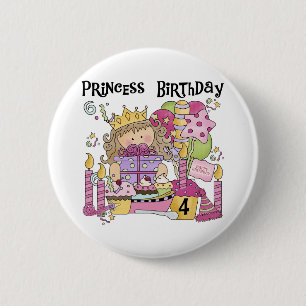 Party Prinzessin 4. Geburtstagsgeschenke und Gesch Button