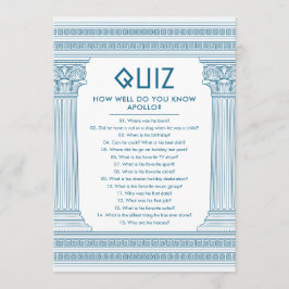 Party Quiz mit griechischem Tempel in blau Einladung