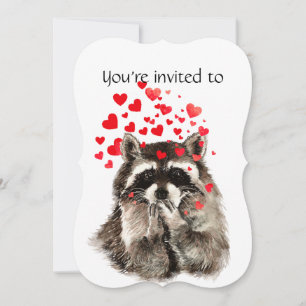 Party Raccoon Liebe Herz für benutzerdefinierte Ja Einladung