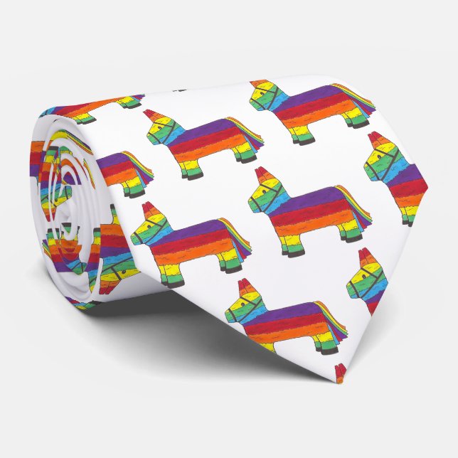 Party Rainbow Donkey Piñata Birthday Fiesta Krawatte (Gerollt)