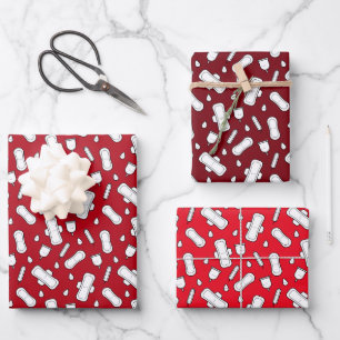Party Red White Tampon Pad Muster Geschenkpapier Set