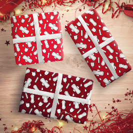 Party Red White Tampon Pad Muster Geschenkpapier Set