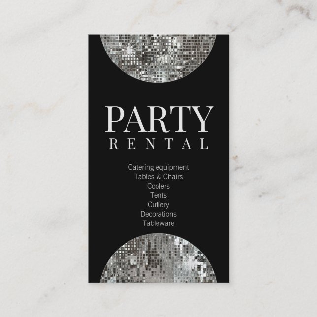 Party Rental Tableware Star Disco Ball Black Card Visitenkarte (Vorderseite)
