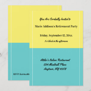 Party-Restaurant mit schlichter Gelb- und Blauer P Einladung