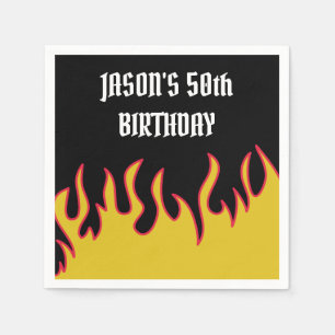 Party "Rock and Roll Flames Custom Message" Serviette