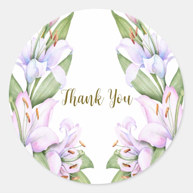 Party Rosa Lily Blume Golden Frame Schöne Runder Aufkleber (Vorderseite)