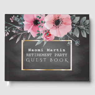 Party   Rosa Tafel Elegant Blumen Gästebuch