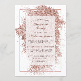 Party-Rosen-GoldGlitzer des Bonbon-16 u. elegantes Einladung