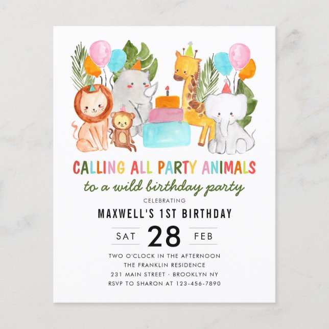 Party Safari Animals Kindergeburtstag (Vorderseite)
