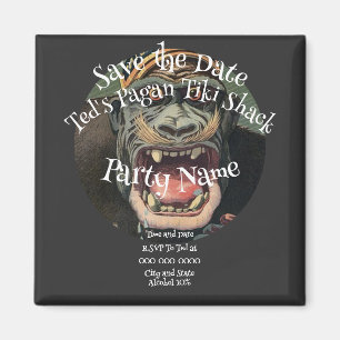 Party Save the Date Tiki Bar Hut Shack Magnet