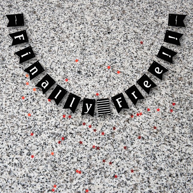 Party Scheidung Endlich Freie Feier Schwarz-weiß Wimpelkette (Divorce Party Finally Free! flags, part of the ex-Hubby Start Packing divorce themed divorce party.)