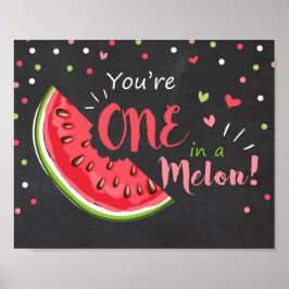 Party-Schild 1 in einem melonischen Geburtstagsdek Poster