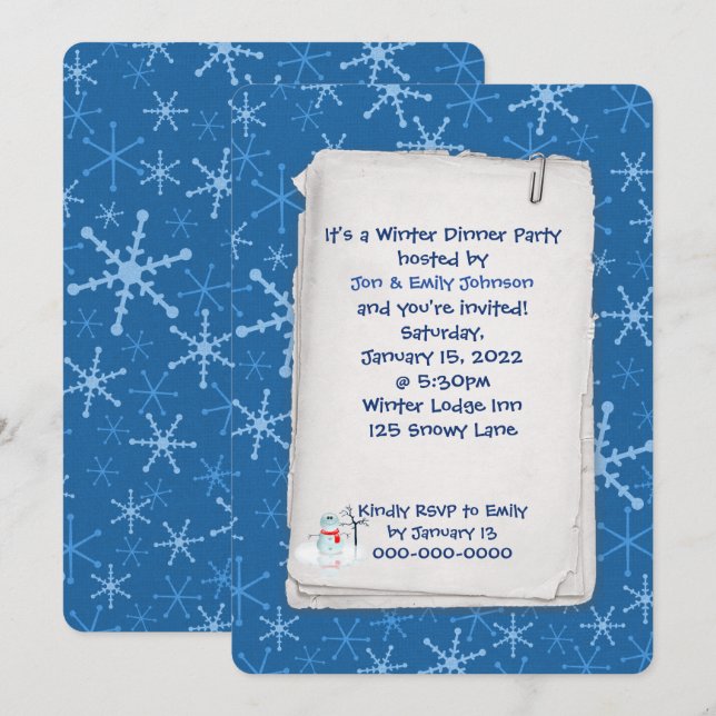Party-Schneeflockenmuster Einladung (Vorne/Hinten)