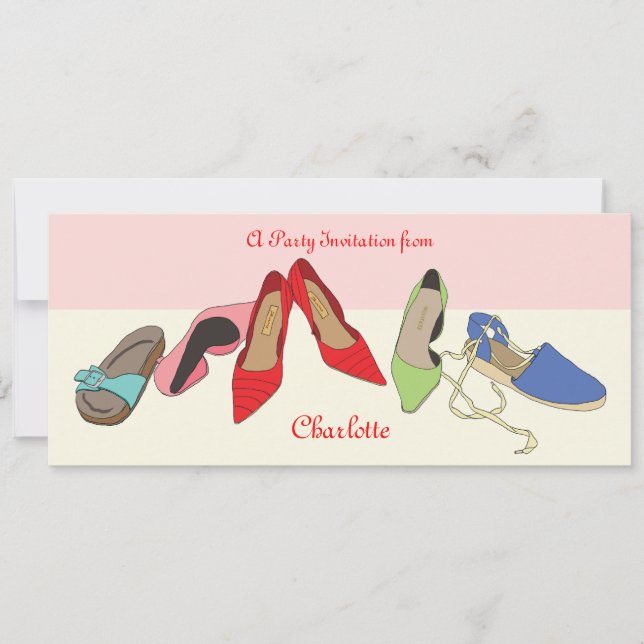 Party-Schuhentwurf - personalisiert Einladung (Vorderseite)