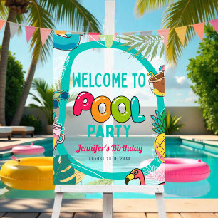Party Schwimmbad Geburtstag Mattiert Empfang Acrylschild