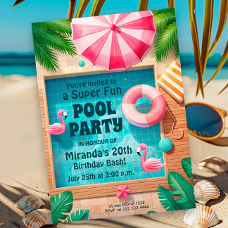 Party Schwimmbad Geburtstagsschlaf Einladung