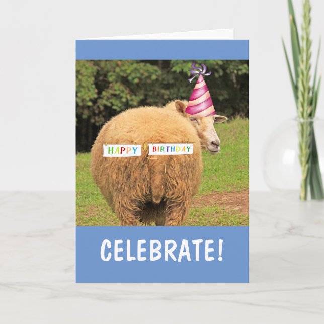 Party Sheep Celebrate Happy Birthday Karte (Vorderseite)