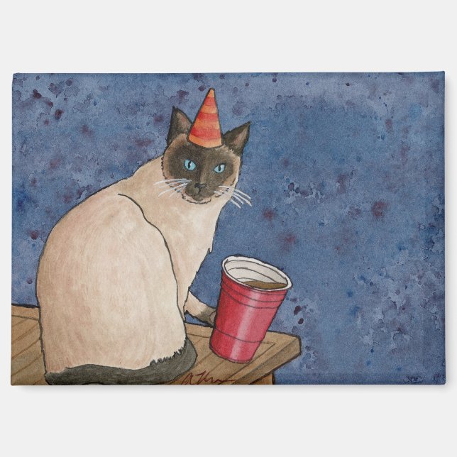 Party: Siamische Katze Magnet 3.5"x2.5" (Vorderseite)