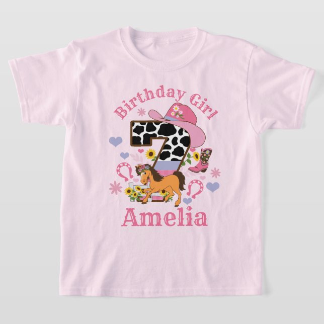 Party Siebter Geburtstag Shirt Rodeo Cowgirl (Ablage )