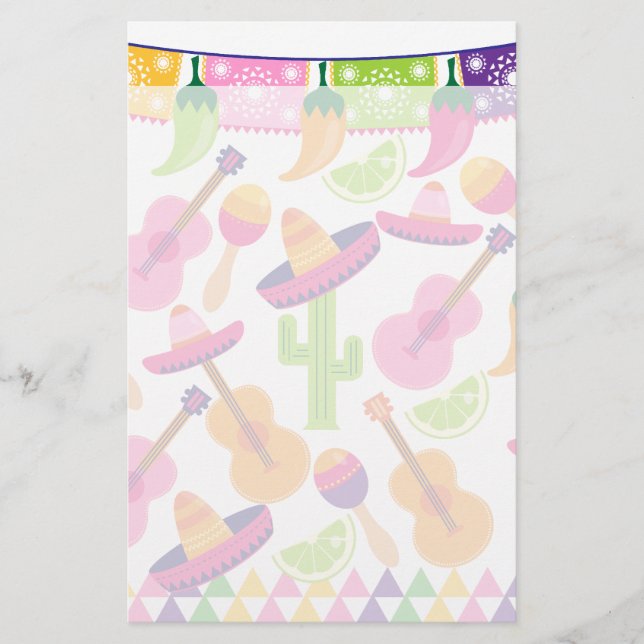 Party Sombrero Cactus Limes Paprikaschoten Maracas Briefpapier (Vorderseite)