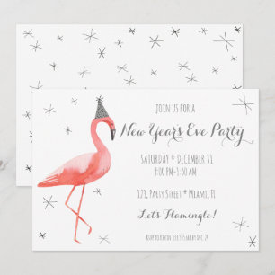 Party-Spaßeinladung Des Flamingo-Sylvesterabends Einladung