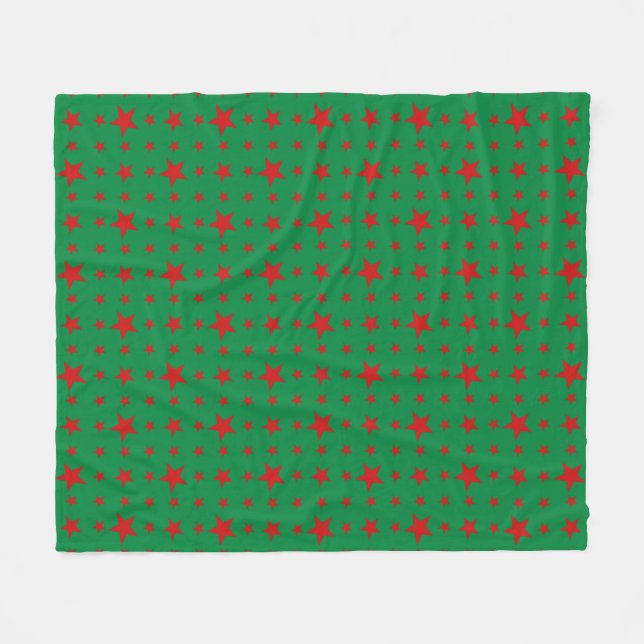 Party Stars Red auf Green Fleecedecke (Vorderseite (Horizontal))