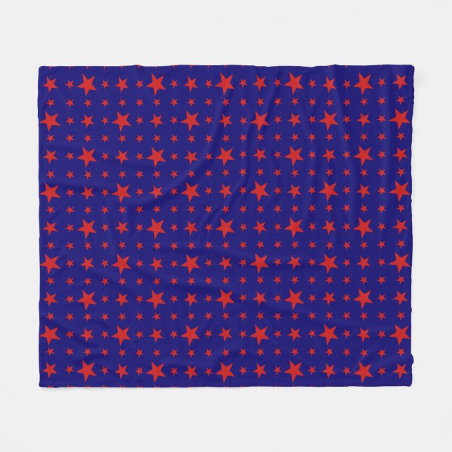 Party Stars Red on Blue Fleecedecke (Vorderseite (Horizontal))