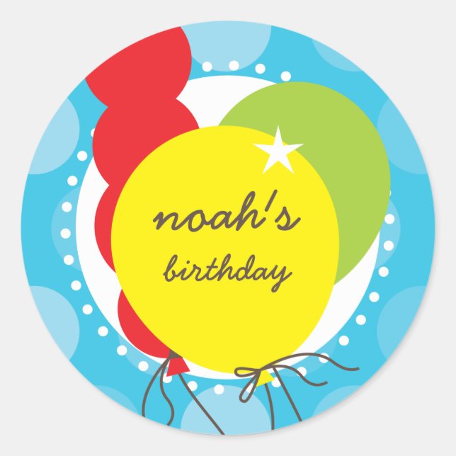 PARTY STICKERS: Ballons 3 Runder Aufkleber (Vorderseite)
