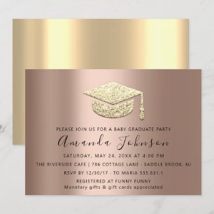 Party Student Rose Gold Graduate Cap Einladung