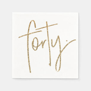 PARTY TABLE 40 Drehbuch moderne 40 Gold Glitzer Serviette