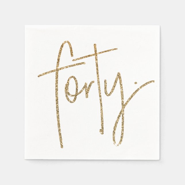 PARTY TABLE 40 Drehbuch moderne 40 Gold Glitzer Serviette (Vorderseite)