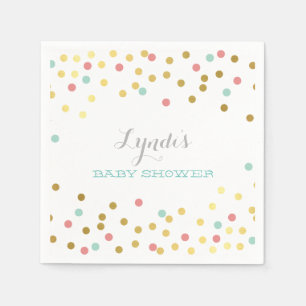 PARTY TABLE BABY SHOWER Konfetti Goldminzkoralle Serviette