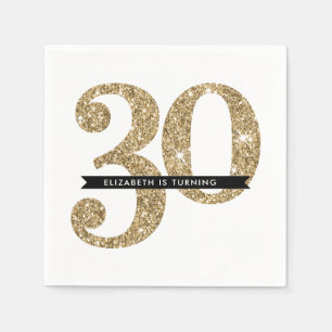 PARTY TABLE LARGE AGE Moderne 30 Gold Glitzer Serviette