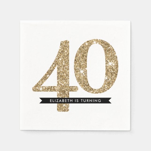 PARTY TABLE LARGE AGE Moderne 40 Glitzer Serviette (Vorderseite)