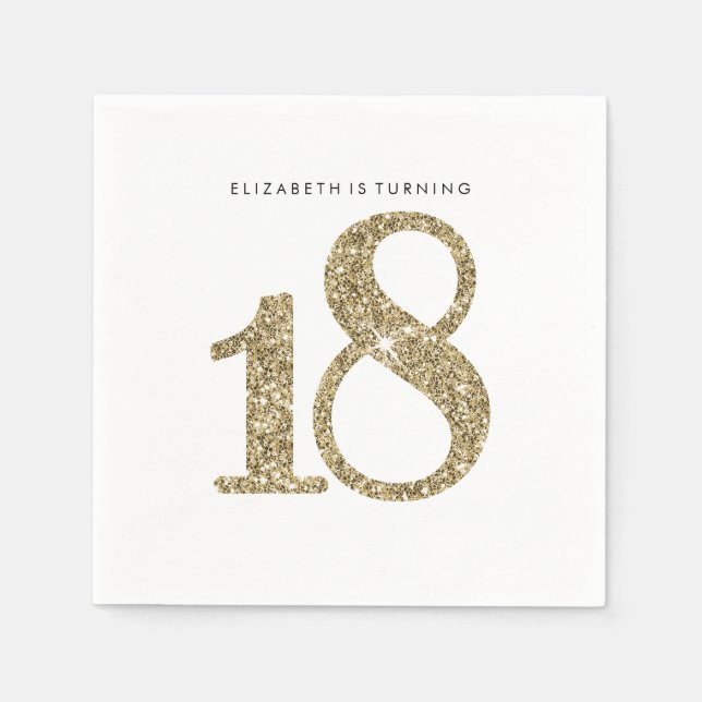 PARTY TABLE LARGE AGE Moderner 18-Glitzer Serviette (Vorderseite)