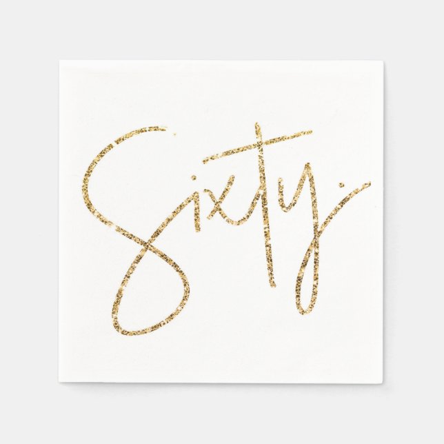 PARTY TABLE sechzig Drehbuch moderne 60 Gold Glitz Serviette (Vorderseite)