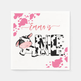 Party-Tafelgeschirr Rosa Kuh Muster personalisiert Serviette