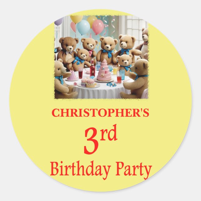 Party Teddy Bears Party Runder Aufkleber (Vorderseite)
