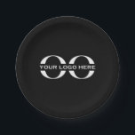 Party-Teller für Firmenlogos Pappteller<br><div class="desc">Teller für das Party von Firmenlogo für kundenspezifische Veranstaltungen. Eine einfache, maßgeschneiderte Business-Vorlage in modernem minimalistischem Stil, die leicht mit Ihrem Firmenlogo und Text aktualisiert werden kann. Mit einem horizontalen Logo-Bannerbild (2560 x 1440 px) können Sie den Text und das Bild mit den angegebenen Feldern anpassen, oder mit der Schaltfläche...</div>