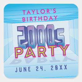 Party-Theme-Stickers der 2000er Jahre Quadratischer Aufkleber