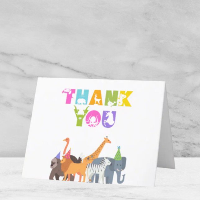 Party Tier Geburtstag Personalisiertes Foto Dankeskarte (Party Animal Birthday Thank You Note)