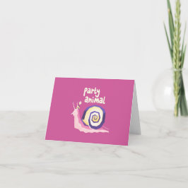 Party-Tier-Schnecken-Grußkarte (rosa) Karte