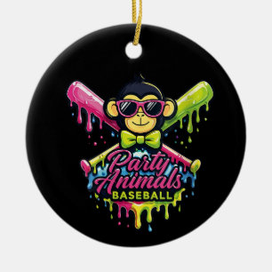 Party-Tiere Baseball Lustiger Affe Damen Keramik Ornament