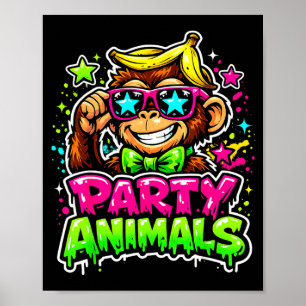 Party-Tiere Baseball-Trikot lustiger Affe lebendig Poster